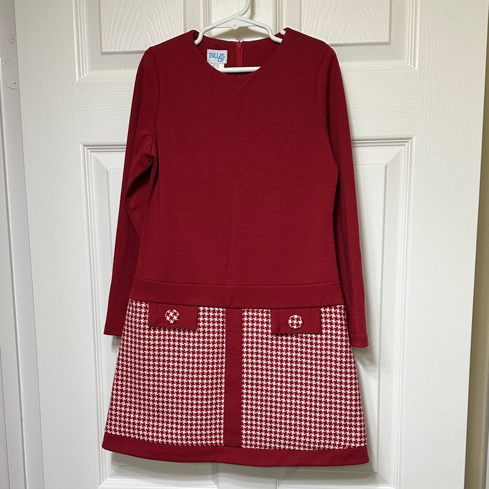 Luli & Me Red Houndstooth Kids Dress